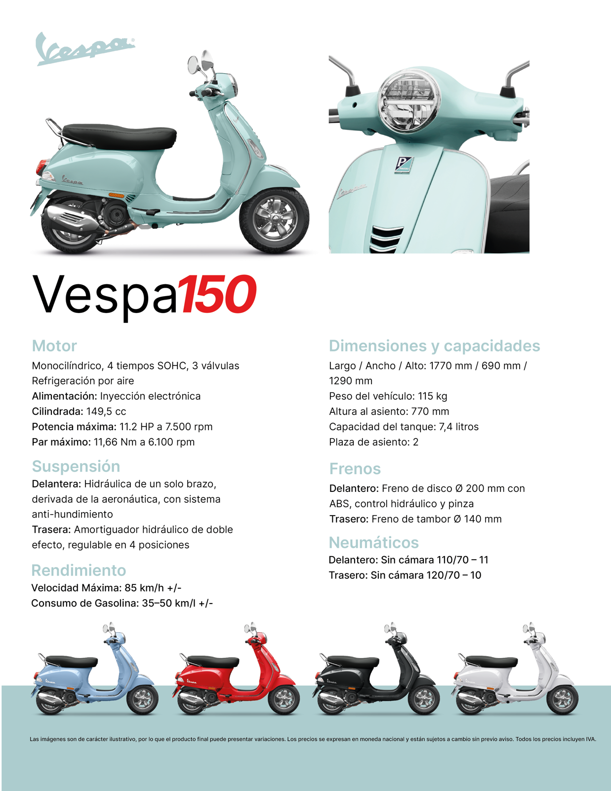 Ficha técnica Vespa 150
