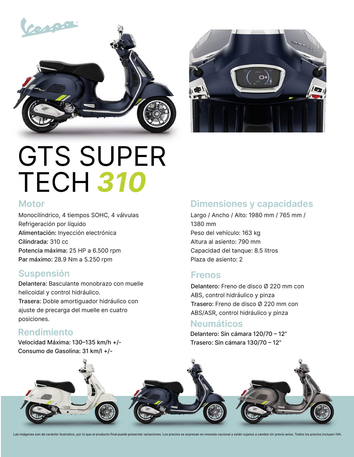 Ficha técnica Vespa GTS 310 SUPER TECH
